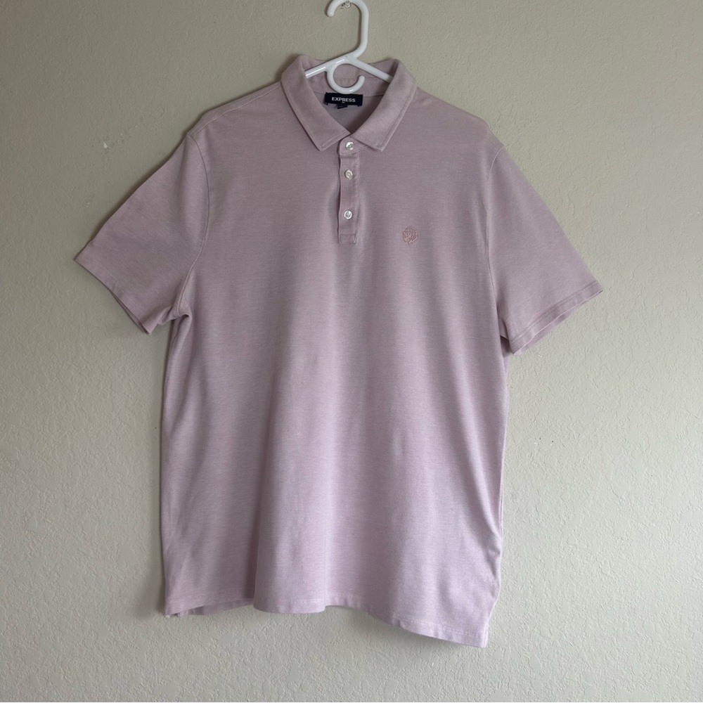 Express Mens Polo Shirt Light Pink Short Sleeve Collared Button Size XL